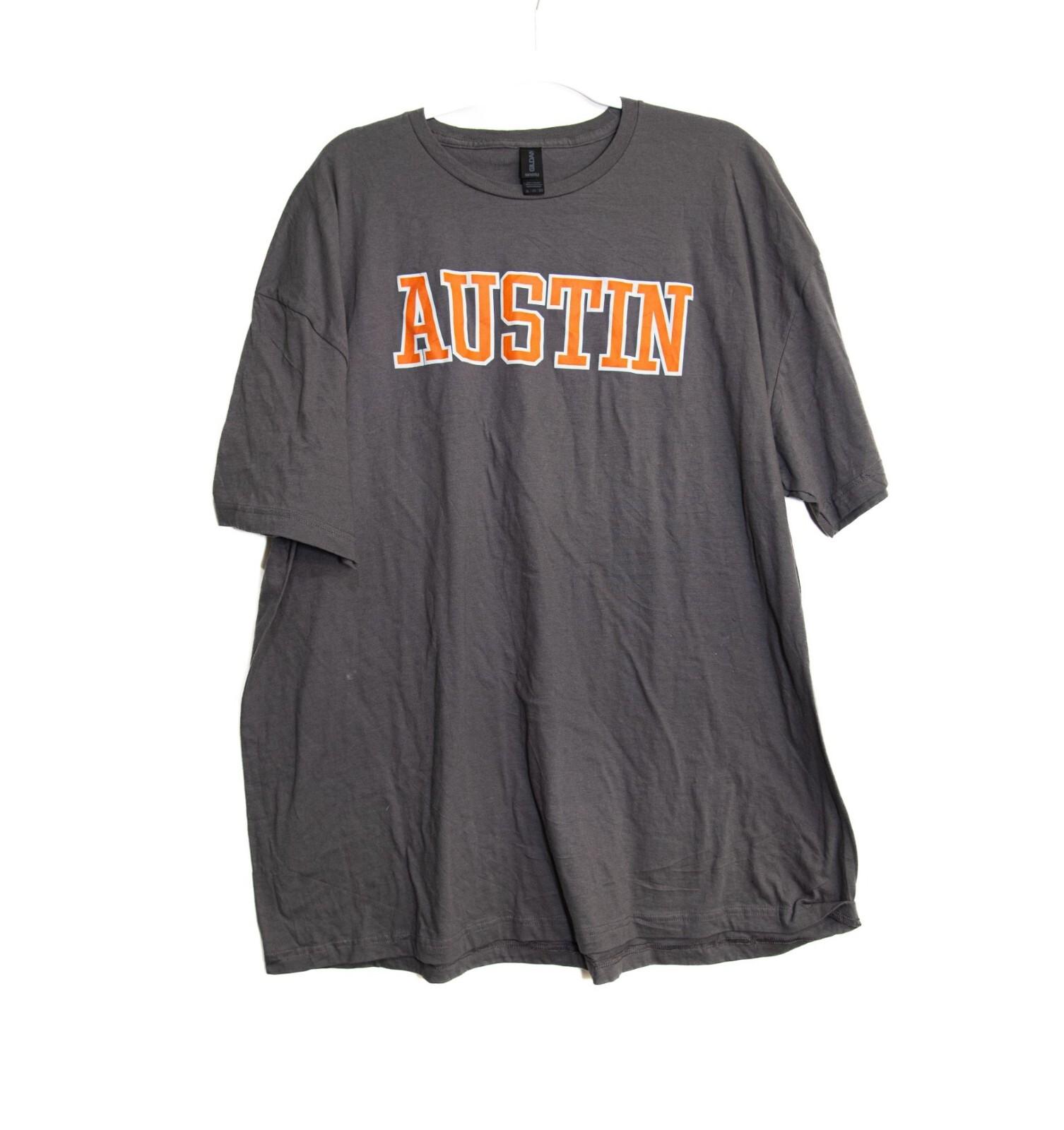 Austin Graphic Tee By Gildan Softstyle 3XL Dark Gray With Orange White Letteri XL
