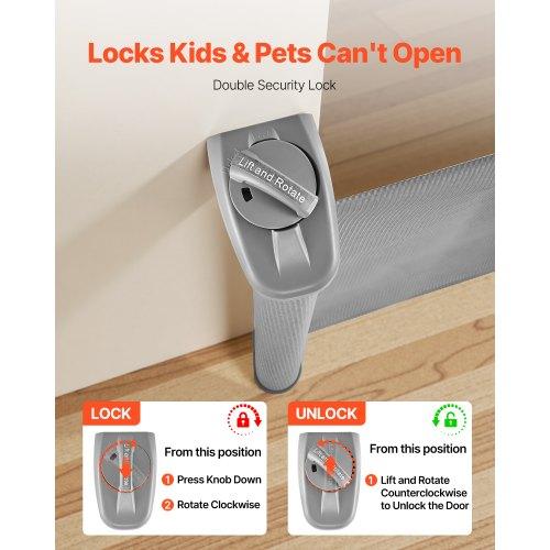 VEVOR Retractable Baby Gate, Extends To 1850 Mm Wide, 795 Mm Tall, with Security Lock, Easy To Use, Walk Through Without Tripping