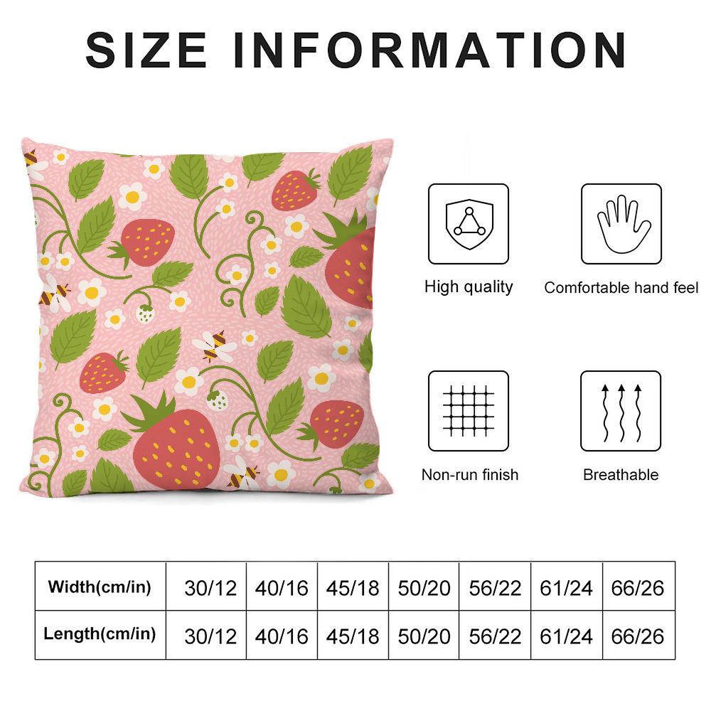 Cute Strawberry Pillow Case 3D Print Polyester Fiber 40*40 Cm Home Sofa Throw Pillow Cover Decoration Festival Gift