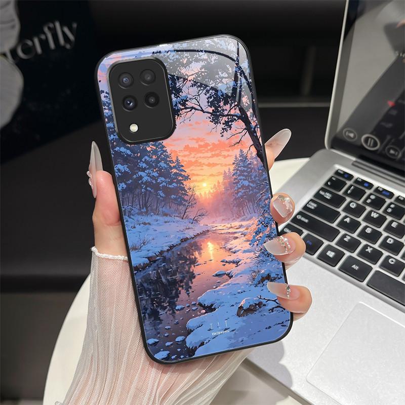 For Samsung M33 M53 Phone Case Trendy Fantasy Design Tempered Glass Hard Bumper For Galaxy M 33 M 53 Full Protection Back Covers