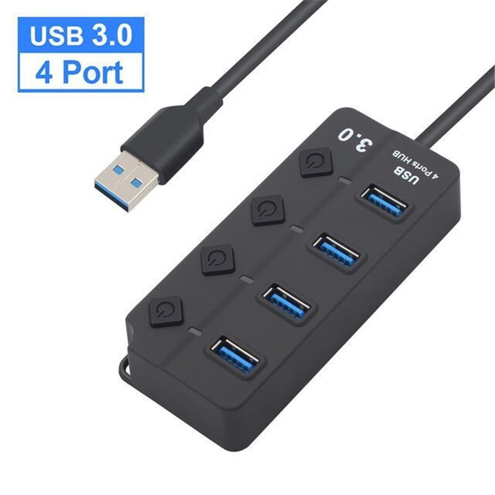 

4/7-портовый USB 3.0 хаб со светодиодным индикатором, независимое управление переключателями для ноутбука, флеш-накопителя, жесткого диска, принтера, камеры, клавиатуры 4 Ports