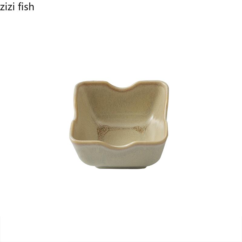 Kiln Changes Vintage Ceramic Seasoning Dish Appetizer Dish Sauce Dish Sushi Plate Snack Plate Restaurant Creative Tableware
