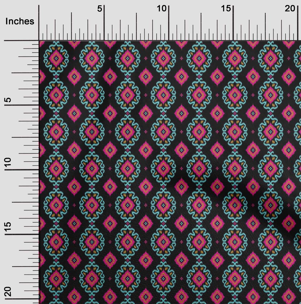 oneOone Cotton Flex Fabric Diamond & Swirl Ikat Print Fabric BTY 40 Inch