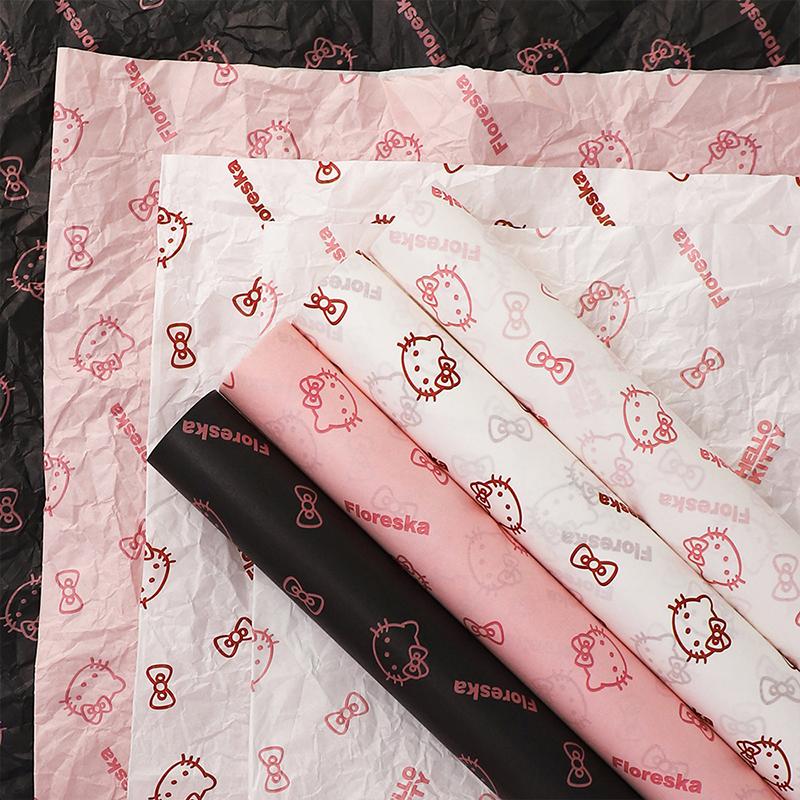 Hello Kitty Wrapping Paper Flower Bouquet Packaging Paper Strap Ribbon Flower Decoration Strap Gift Packaging Paper Accessories