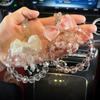 Bling Car Rearview Mirror Hanging Pearl Bow Ornaments Auto Creative Decoration Gifts Pearl Car Decoration Interior Accessories