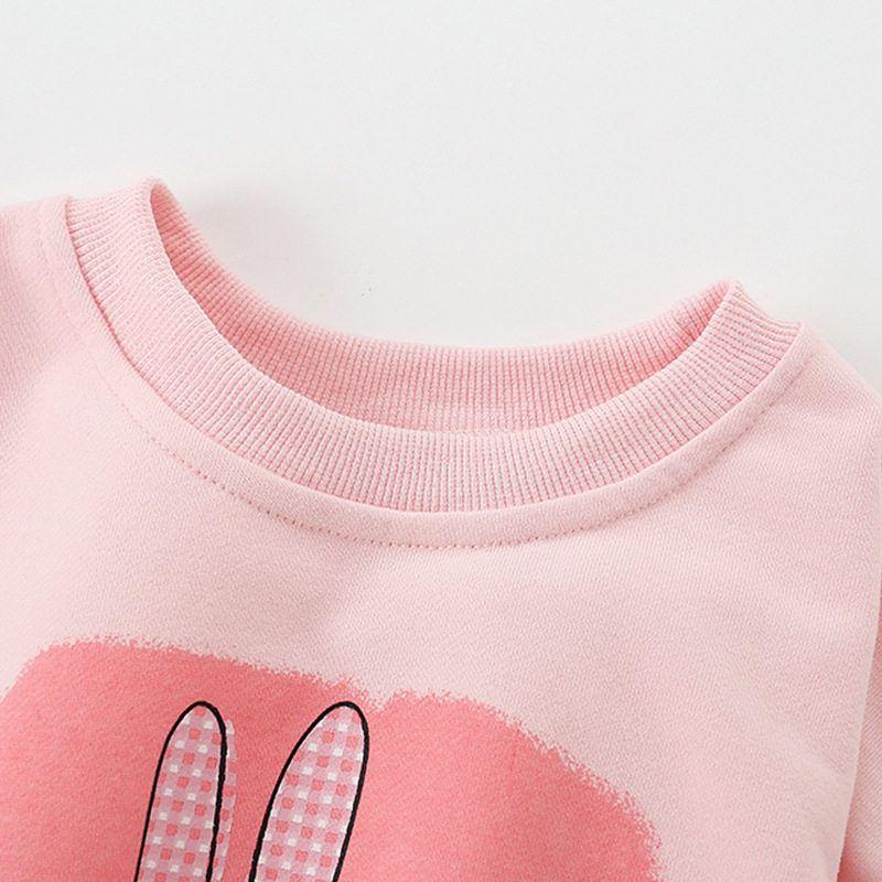 In-Stock Girls' Sweatshirt 2025 Autumn New Style, Beautiful Children's Pink Long-Sleeve Round-Neck Pullover Casual Top for Girls