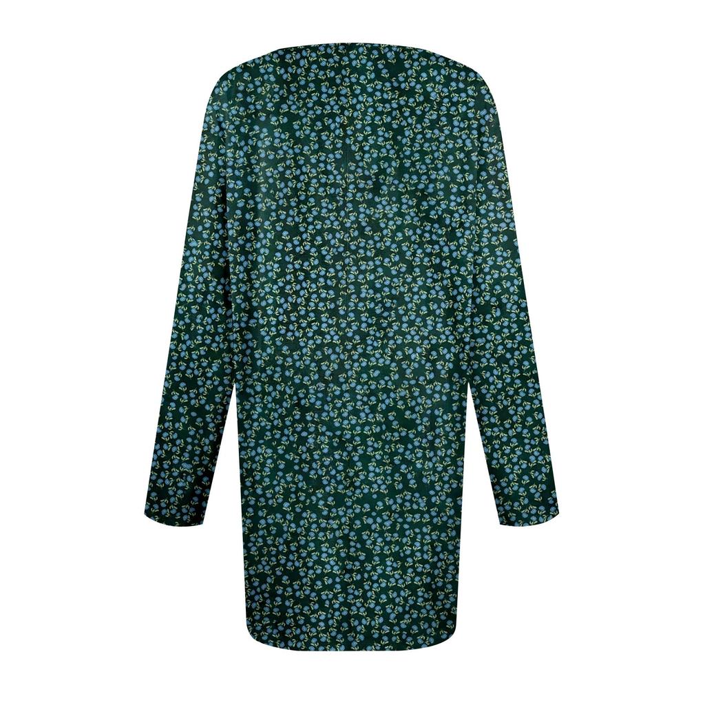 Women's Plus Size Top, Garden Collar Long Sleeved Shirt, Fashionable Floral Print Casual Top