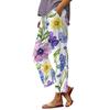 Women Casual Drawstring Waist Pants with Pockets Loose Fit Floral Print Elastic Waistband Lightweight Trousers for Everyday Wear