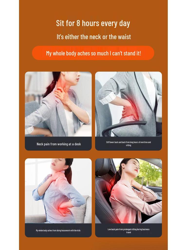 Lumbar & Neck Massager Cushion with Heat and Kneading for Office, Home & Car Use