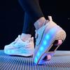 28-38 Children's Plus Size Two Wheels Disassembled Into Flat Sports Shoes LED Illuminated Sports Shoes Children's Shoes Board Shoes