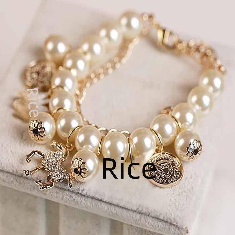 Diamond Pearl Daisy Flower Pendant Korean Petal Multi-Layer Bracelet