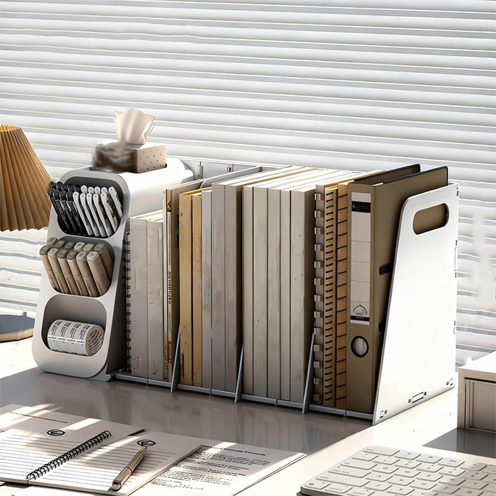 Foldable Student Book Shelf Multi Compartments File Holder Desktop Storage Box Dorm Room