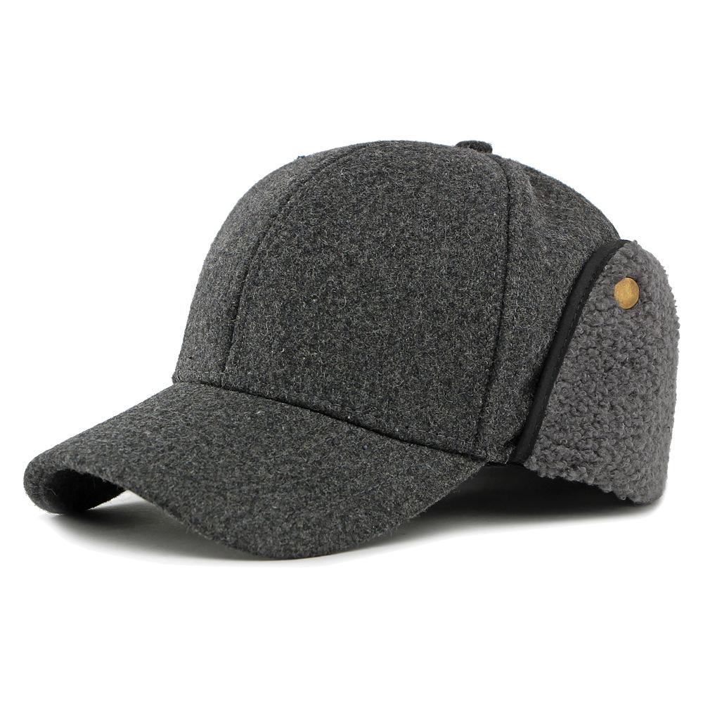 Autumn Winter Hat Men's Baseball Cap Middle-Aged and Elderly People's Cap Thick Velvet Ear Protection Wool Warm Cap