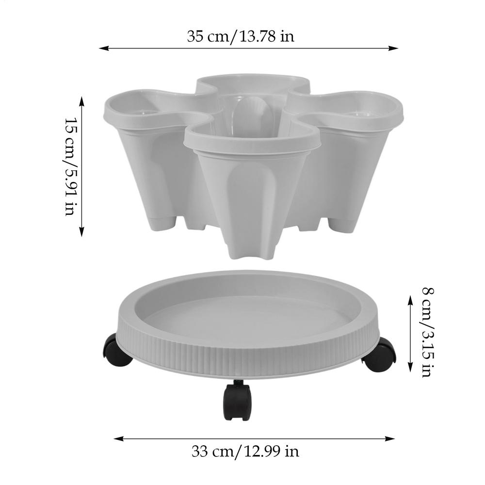Stackable Vertical Flower Plant Pot 4-layer Plant Tower With Mobile Tray Gardening Planting Supplies for Outdoor Balcony