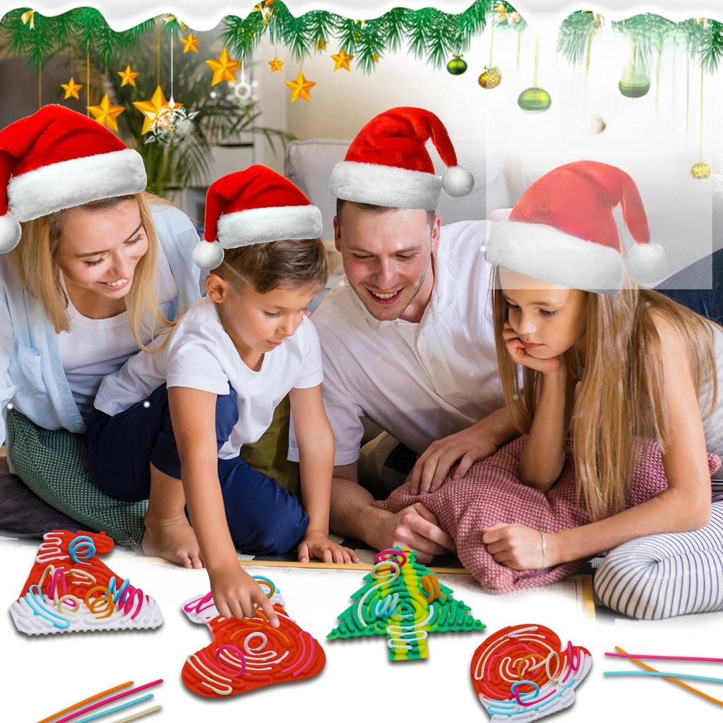 Tree 4pcs Christmas Hat Sock Glove Sensory Activity Board Silica Gel Puzzle Toy