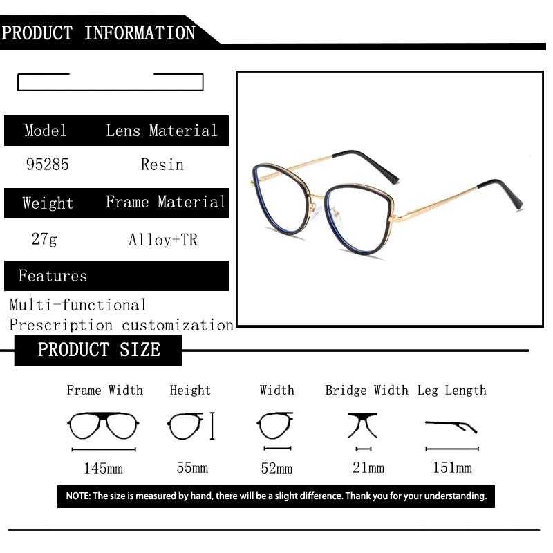 Brand Design Square Cat Eye Frame Myopia Glasses Anti Blue Ray Computer Women Near Sight Eyewear Prescription