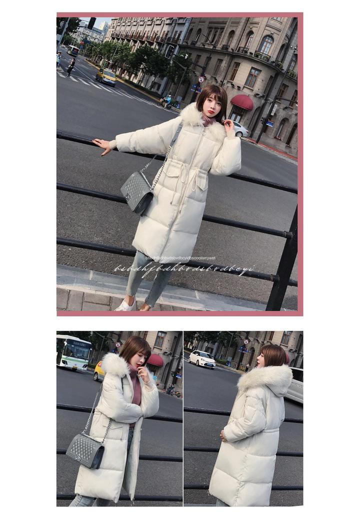 2025 Winter European Style Hooded Mid-Length Fur Collar Women's Cotton Jacket