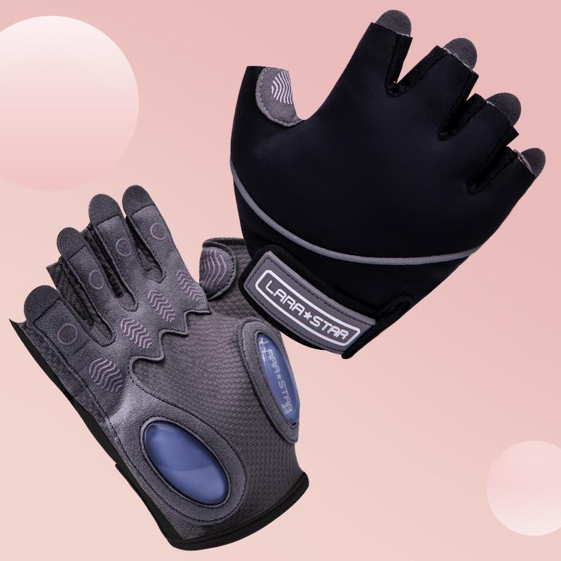 LS0711 Nylon Polyester Liquid Silicone Gloves Half-finger Gym Gloves for Weightlifting Workout Gloves for Exercise S чёрный