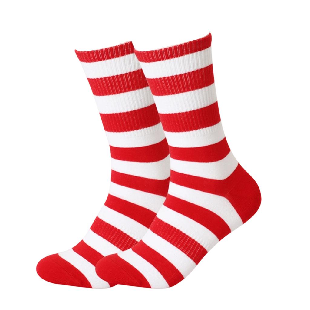 Men's Independence Day Flag Socks, Color Blocked Striped Middle Socks