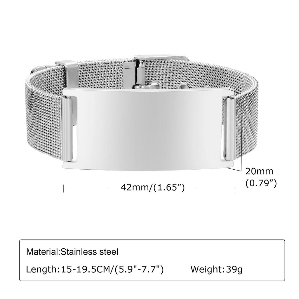 Personalized Photo Bracelet, Stainless Steel Mesh Chain Bracelet for Women Men, Adjustable Chain 5.9" To 7.7