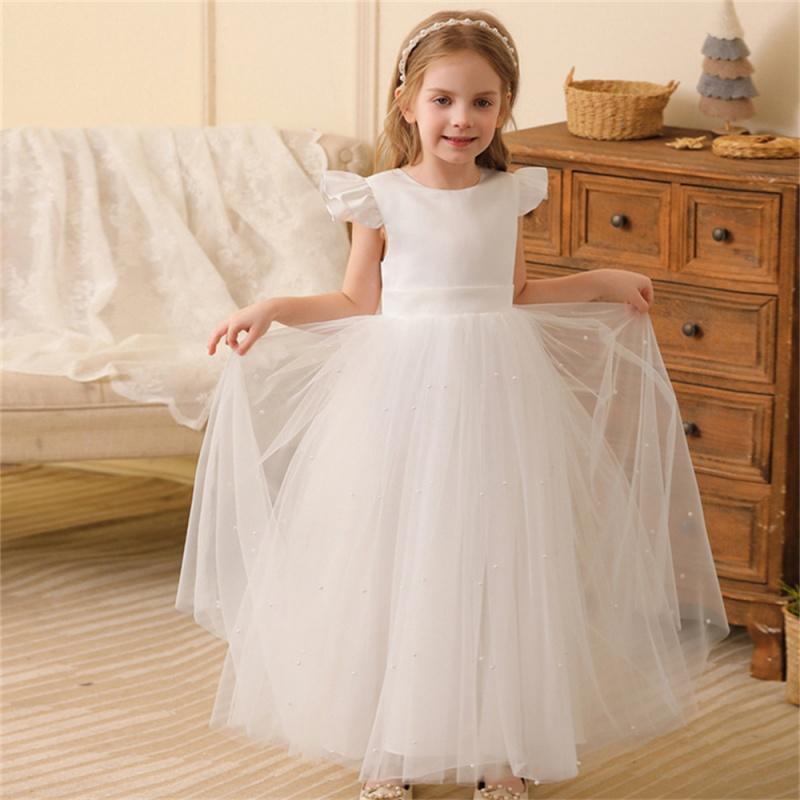 

4-12 лет Девочки Праздничные Платья Назад Большой Бантом Выпускной Платье Для Детей Дети Официальные Мероприятия Костюм День Рождения Принцессы Одежда 130 белый