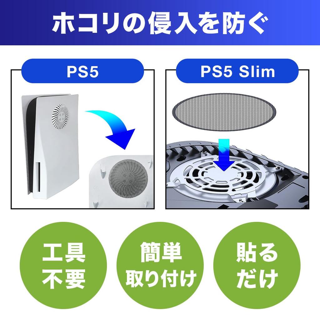 PS5 Cooling Fan Dust Dust Dustproof Fan Compatible with PS5Slim Filter, Prevention, Cover, Cover, (PS5Slim, 4)