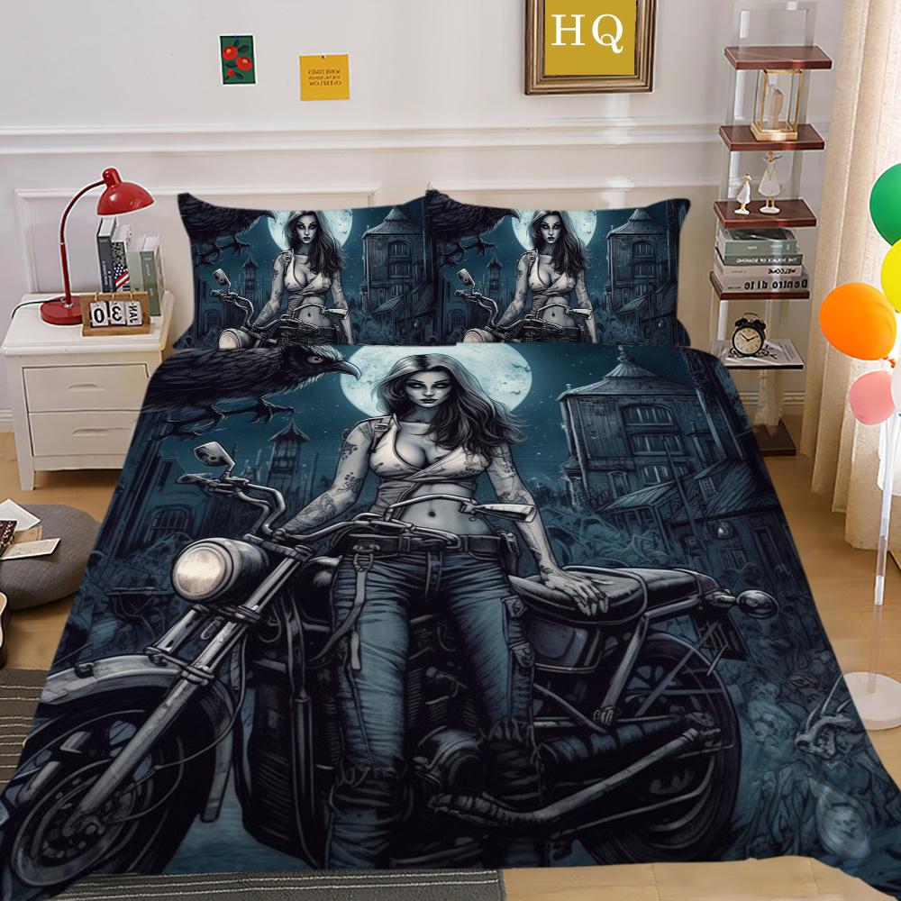 Duvet Cover Set Beauty Skull Printed Full Size Microfiber Bedspreads High Quality Luxury Bedding Cover