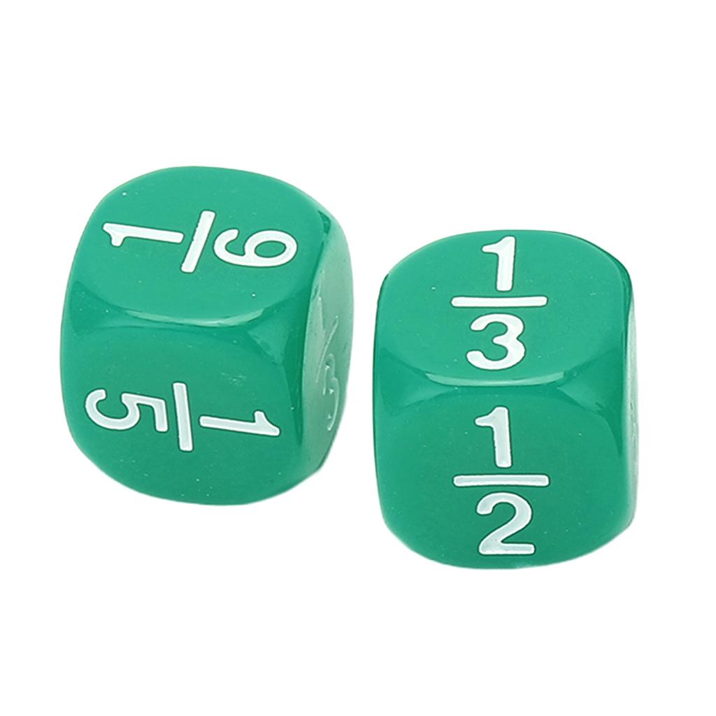 20Pcs Fraction Dice Class Set Plastic 6 Sided Multi Faceted Table Game Accessories for Kids Math Practice