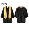 3 Pcs/Set Children Kindergarten Graduation Uniform with Tassel Hat And Shawl V Neck Calf Length Long Sleeve Zipper Closure Elementary Graduation Robe