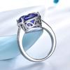 925 Sterling Silver Rings Princess Cut Created Nano Tanzanite Blue Square Gemstone Party Wedding Fine Jewelry Christmas Gift