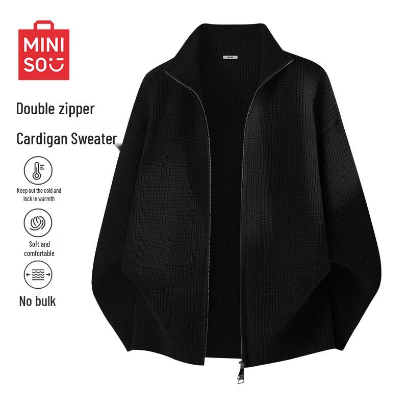 MINISO Men s Double-Zip Knit Cardigan Sweater 2XL