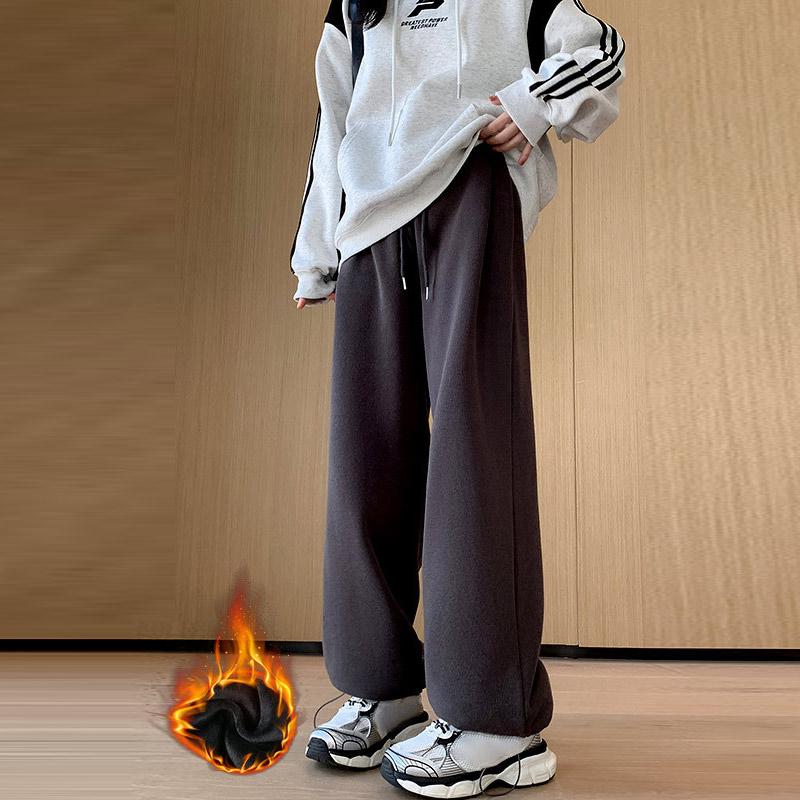 

Женские простые модные узкие спортивные брюки с высокой талией, повседневные свободные брюки со шнуровкой и широкими штанинами, утолщенные эластичные брюки с резинкой на талии XL темно-серого