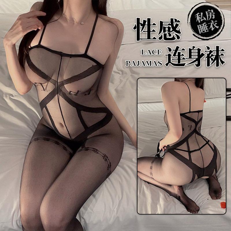 Sexy underwear women's jacquard sexy net clothes transparent open gear free one-piece hot and easy to tear net clothes