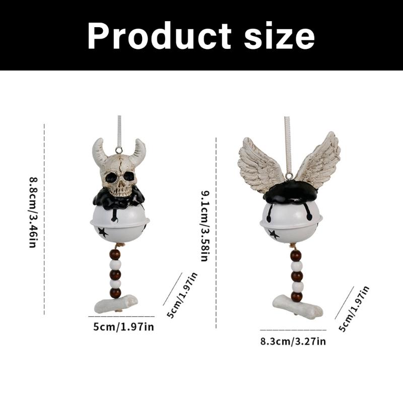 Gothics Skull WindChime Set of 2 Halloween Party Supplies Resin Iron Crafted Indoor Outdoor Decoration