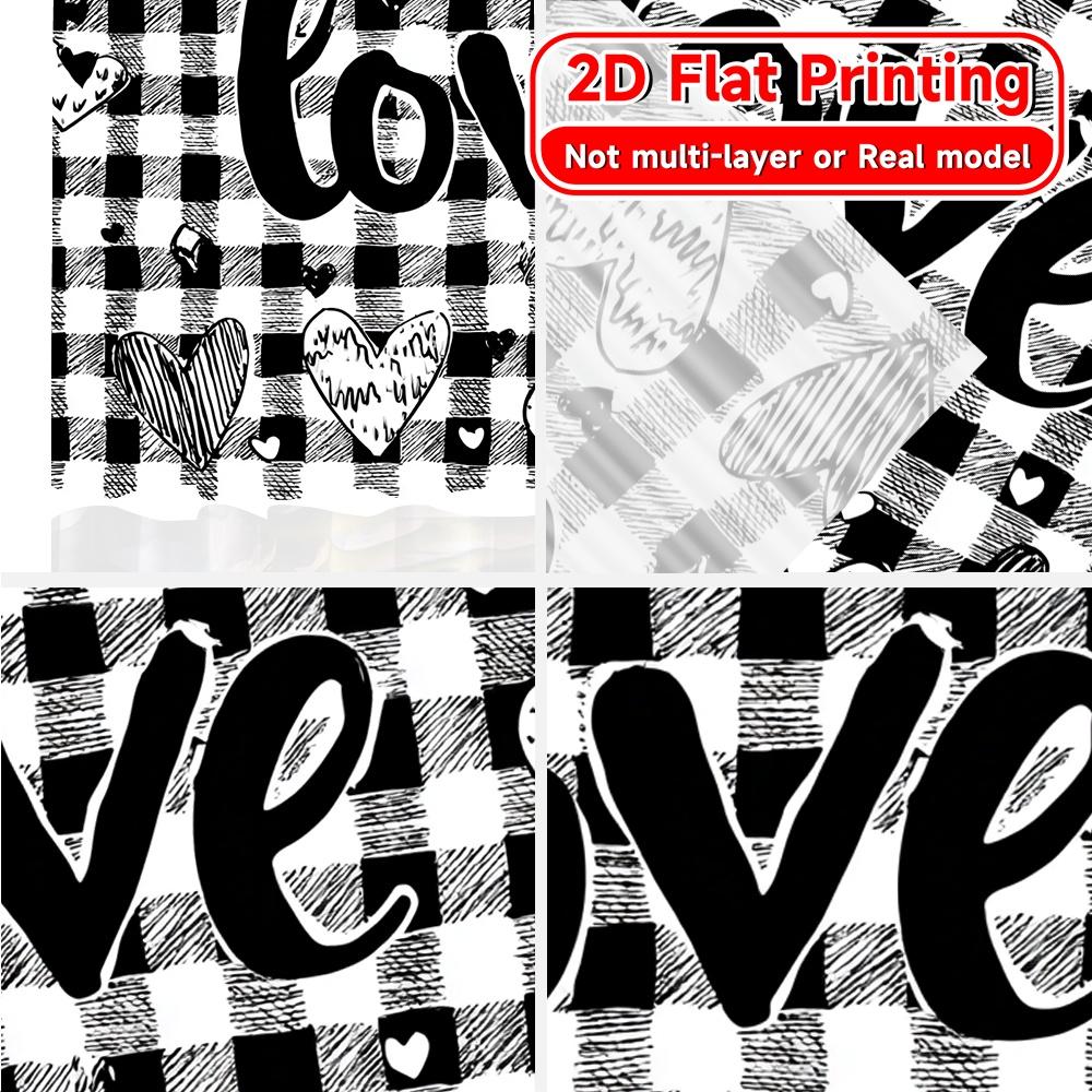 Set Of 2 Flat Printing Love Checkered Popular Curtains Drapes Versatile Fabric Thermal Insulation Curtain Blackout Polyester