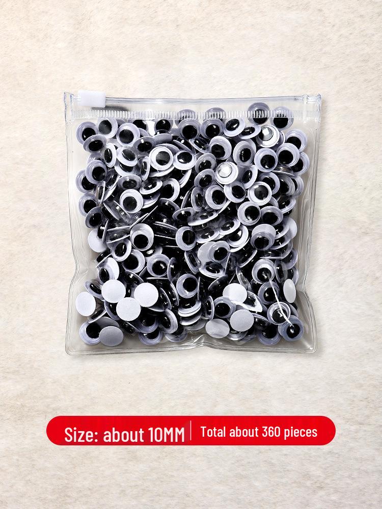 Handmade Self-Adhesive Googly Eyes with Eyelashes - Black, White & Colored Movable Plastic Eyes for DIY Projects