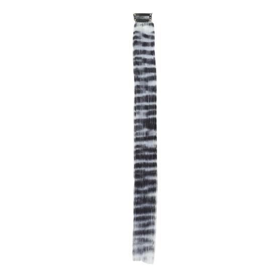 Women Clip-in Raccoon Tail Hair Extension Heat Resistant Natural Looking Long Straight Synthetic Stripe Printed Hairpiece Wig