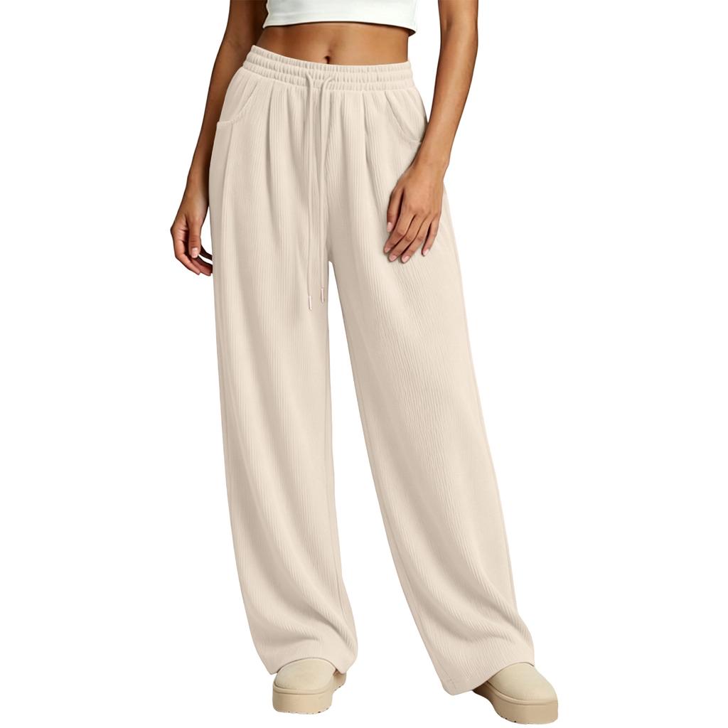 Women's Corduroy Pants Loose Fit Flowy High Waisted Casual Trousers for Everyday Wear
