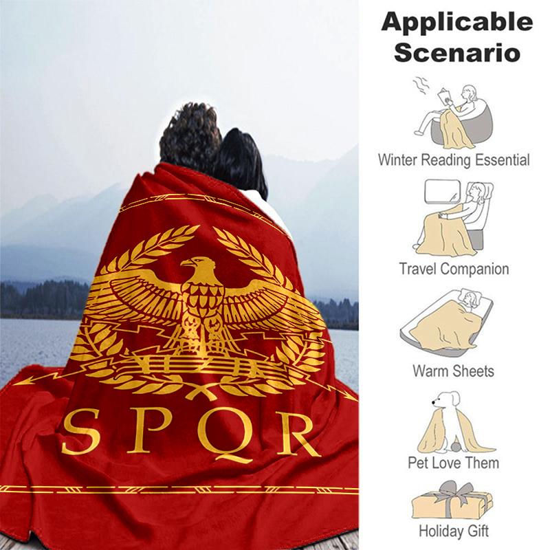 1pc Blanket SPQR Roman Eagle Print Design, Lightweight Blanket for Sofa, Bed- Soft &Warm, Gift for All Seasons Like Christmas, Halloween