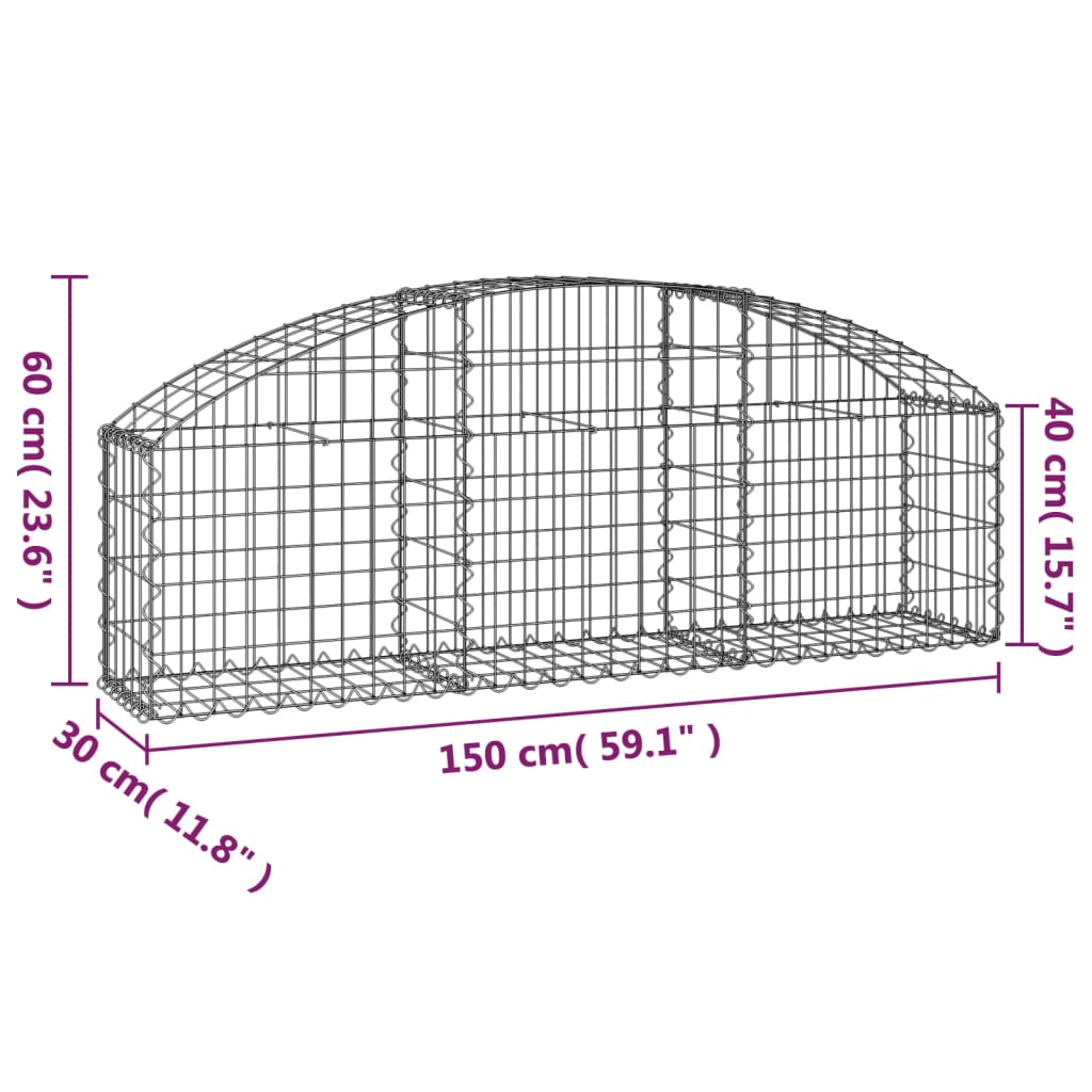 Gabion with High Arch 150 X 30 X 40 60 Cm Galvanized Iron