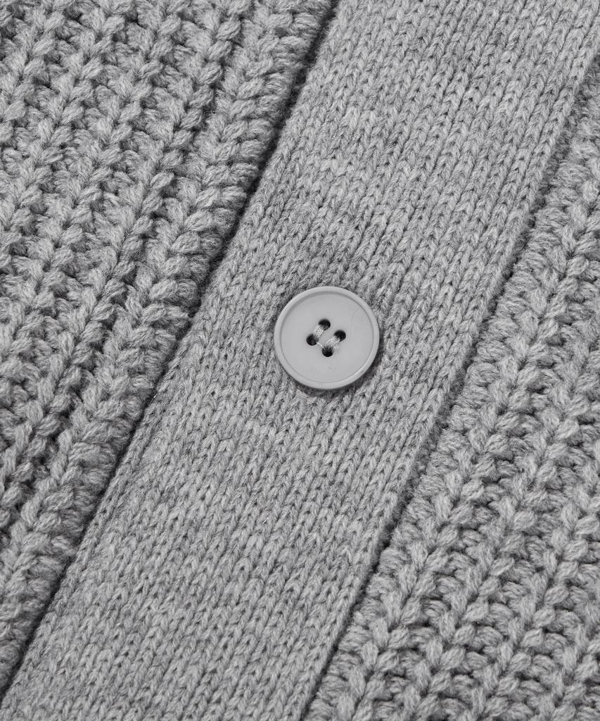 Trillion Washable High-Neck Button-Up Collar Cardigan Knit (Melange Gray)
