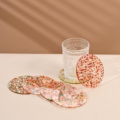 6 Stück Weihnachten Transparent Acryl Bar Untersetzer Goldfolie Modern Untersetzer Getränkematte Platte Kreativ Teppichmarkierung Untersetzer