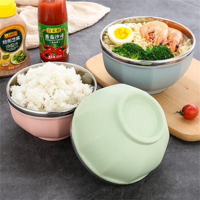 304 Stainless Steel Color Rice Ramen Fruit Salad Bowl Double Layer AntiScalding Bowls Home Tableware Kitchen Food Container