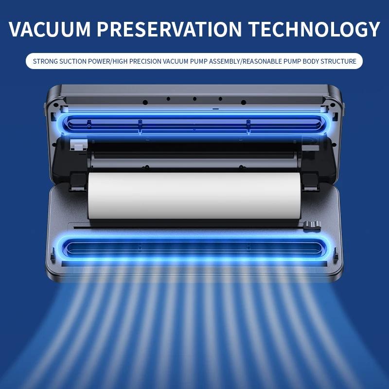 Electric Vacuum Sealer Machine Dry/Wet Food Packaging Seal To Keep Fresh Touch Buttons Digital Display Built-in Cutter Knife