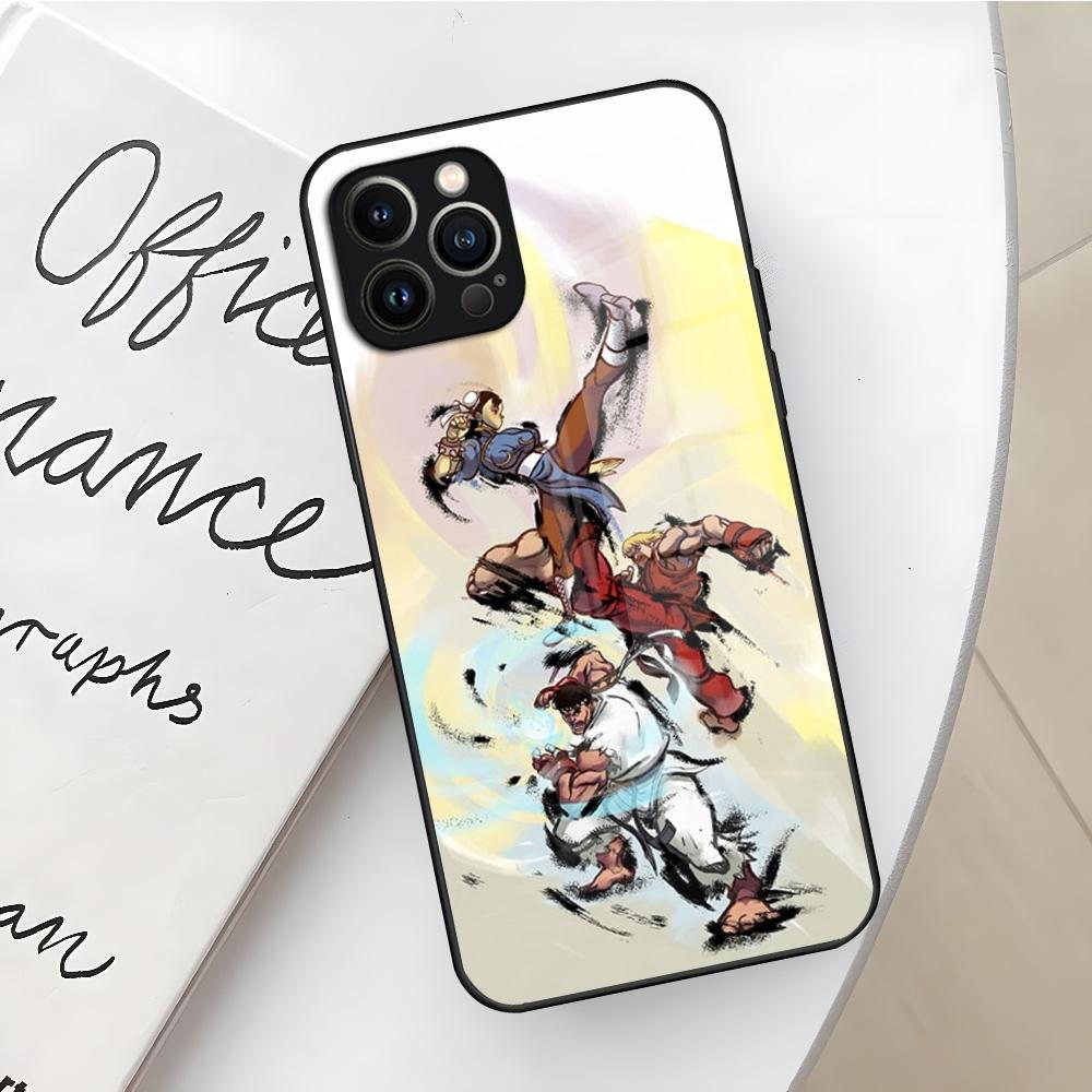 Spiel S-Street F-Fighter Handyhülle für Iphone 16 15 14 12 11 13 Pro Max Mini X Xr Xs Se 8 Puls Glas Abdeckung