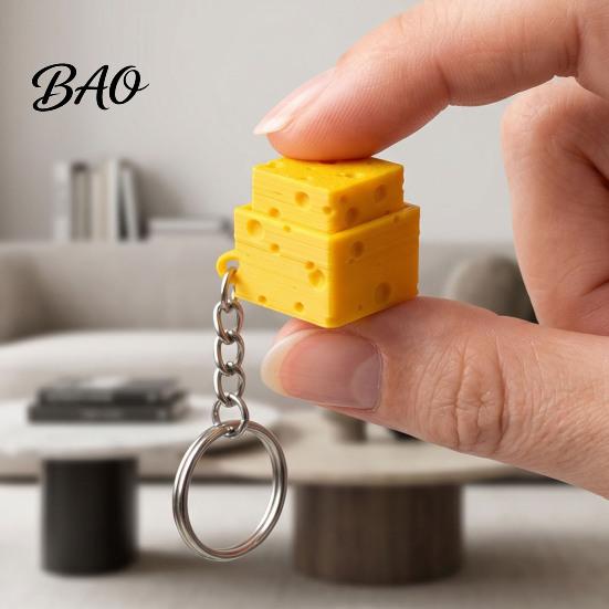 3D Printed Cheese Toy Simulated Fidget Clicker Keychain, Cube Finger Clicker, Fingertip Anxiety Stress Relief Push Button for Office Classroom Shaped