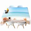 Conch Shell Seascape Pattern Resort Beach Tablecloth Thicken Cotton Rectangular Round Table Cloth For Wedding Picnic Party