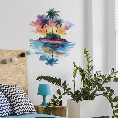 Painted Coconut Island Wall Background Landscaping Decorative Wall Stickers