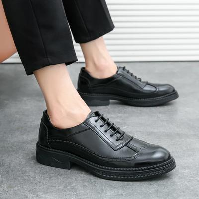 Fashion Men's Derby Shoes Classic Retro Leather Brogue Shoes Mens Lace-Up Brogue Dress Business Office Flats Men Wedding Party Oxfords