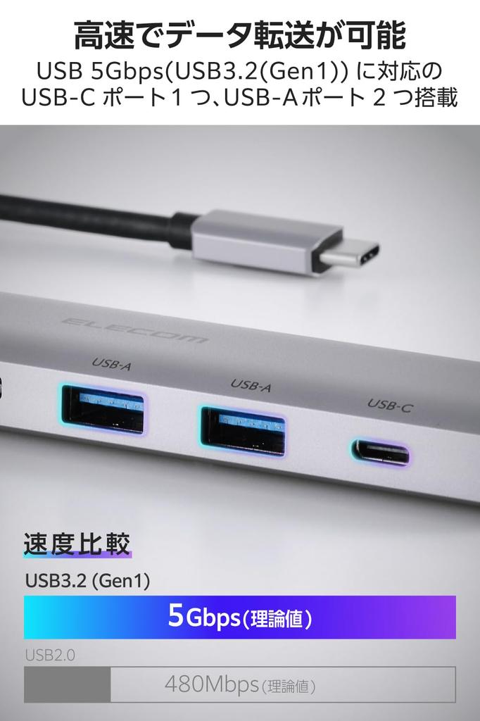 ELECOM Hub Docking Station with PD Dual Display HDMI x x x Type-C Support, Output, (4K 60Hz) 2, USB-A 2, USB-C 2, Silver, DST-M060BPSV